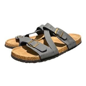 Guoluofei Men’s German Gray Brown Leather Strappy Sandals EU Size 46 US 12  12.5